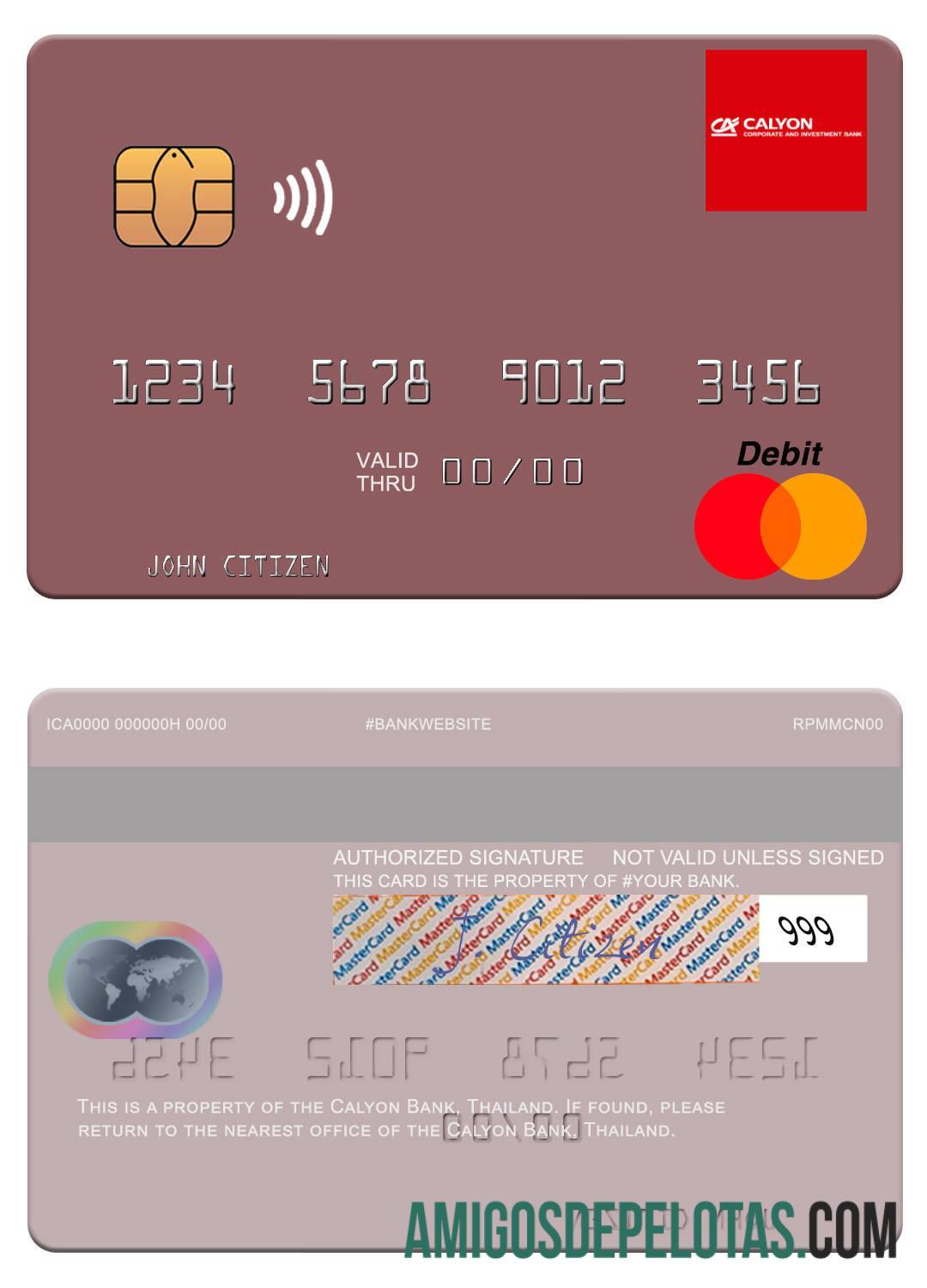 Cartão Mastercard do Banco Calyon da Tailândia baixar para verificação
